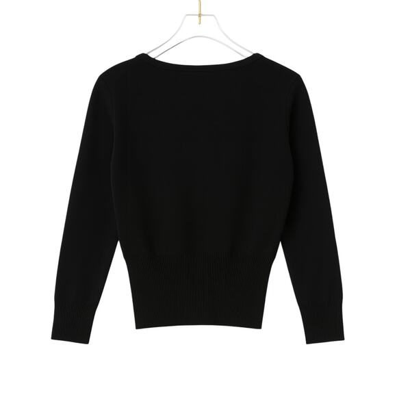 2000s Vintage Y2k Nine West Black & Green Preppy Argyle Sweater Large Scoopneck - Picture 2 of 6